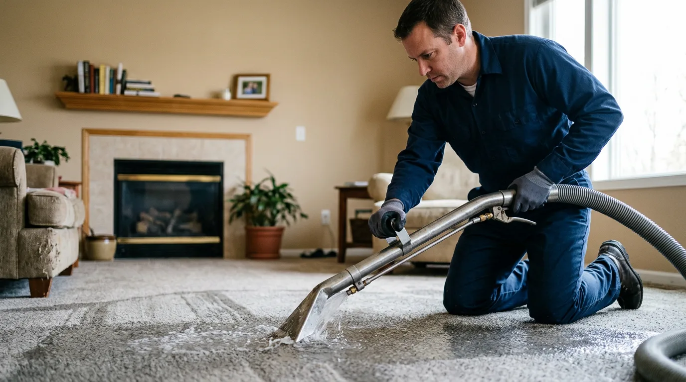 Water damage restoration technician working near Troutman, NC